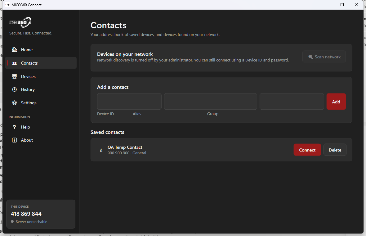 MICO360 Connect — Contacts