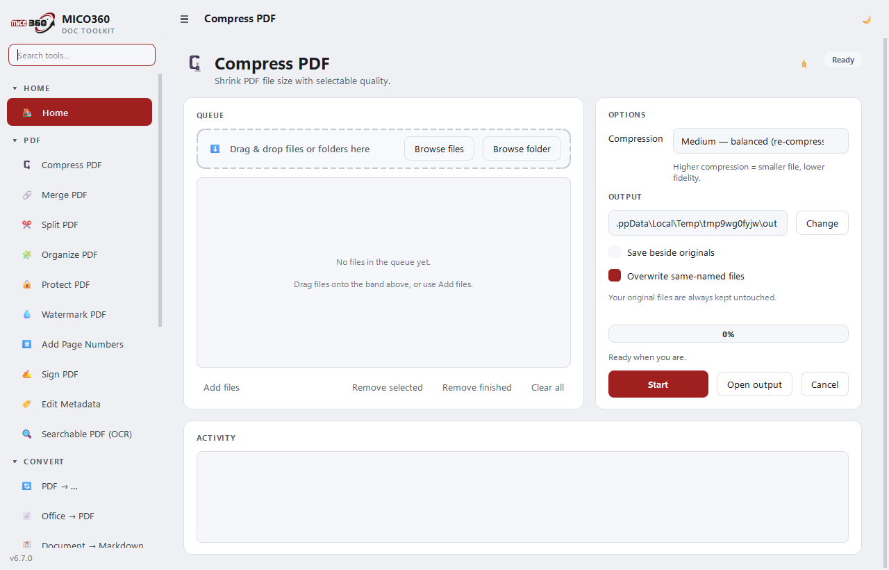 MICO360 Doc Toolkit — Compress PDF