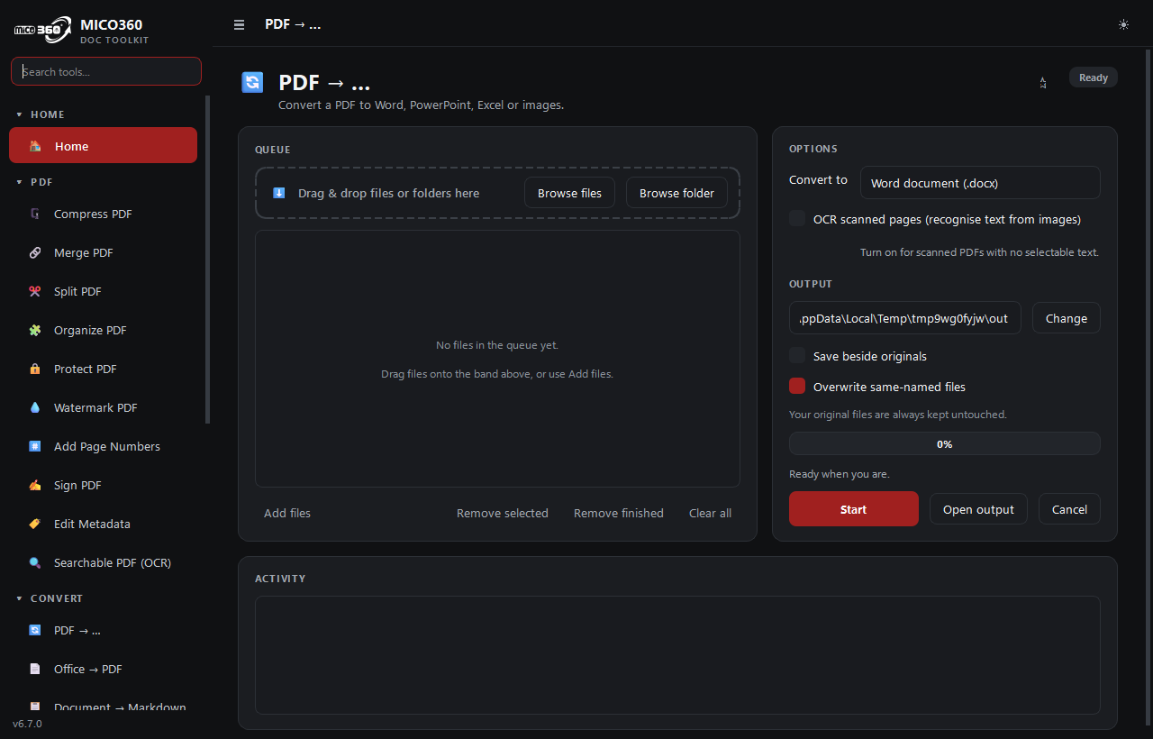 MICO360 Doc Toolkit — Convert PDF